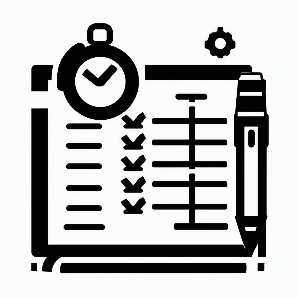 Icon of project planning black and white and simple